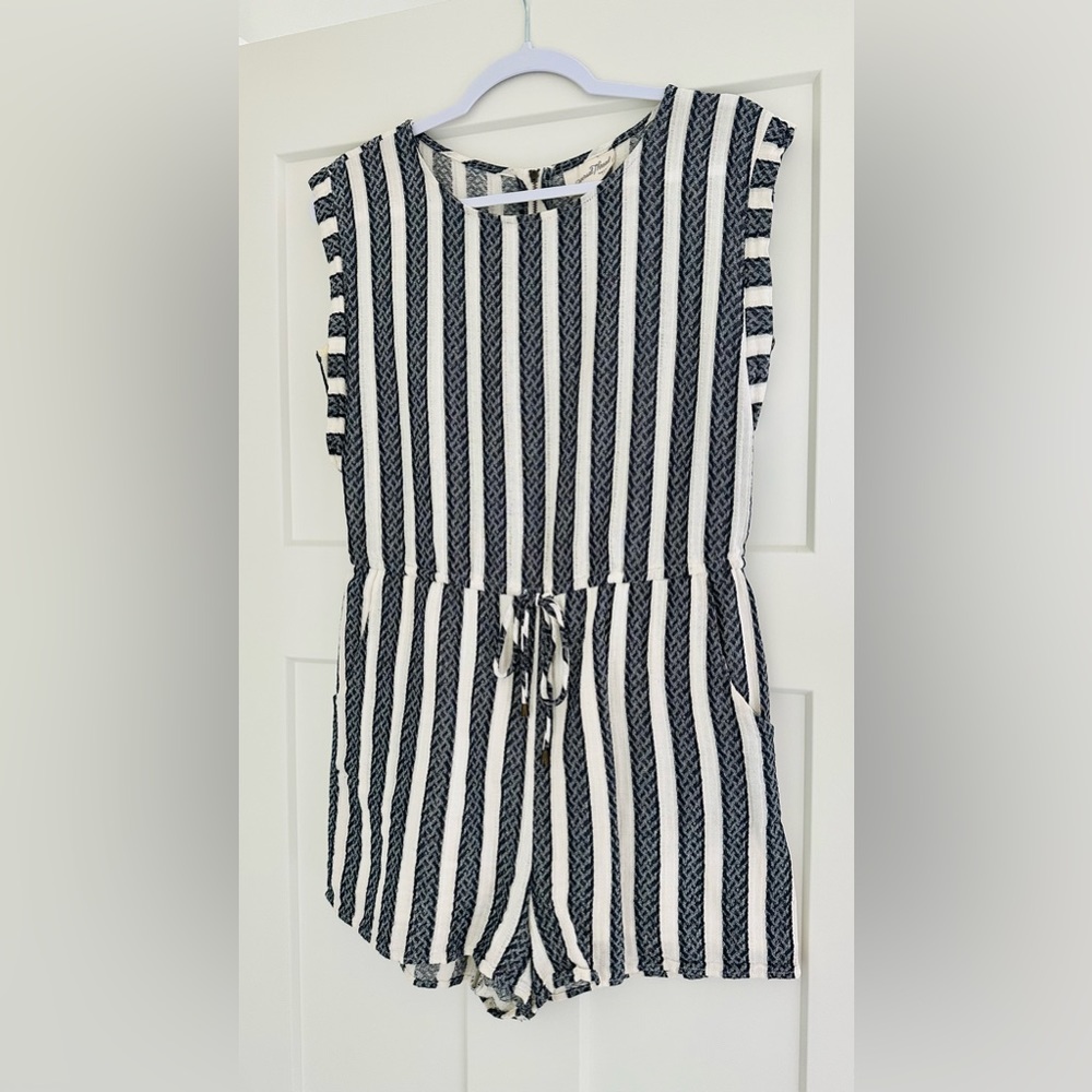 Navy & White Stripped Romper